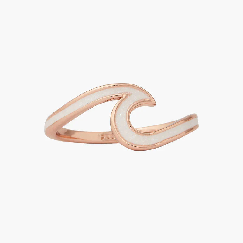 Pura Vida Enamel Wave Ring in Rose Gold - Size 9